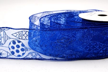 Królewski niebieski błyszczące ozdoby choinkowe wstążka druciana_KF9642GC-55-151