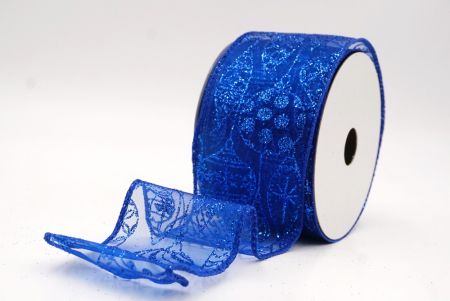Królewski niebieski błyszczące ozdoby choinkowe wstążka druciana_KF9642GC-55-151