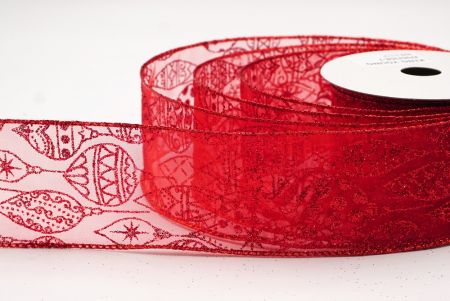 Czerwone błyszczące ozdoby choinkowe wstążka druciana_KF9642GR-7