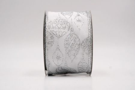 Ruban en fil câblé d'ornement de Noël pailleté blanc_KF9643G-1