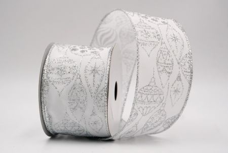 Ruban en fil câblé d'ornement de Noël pailleté blanc_KF9643G-1