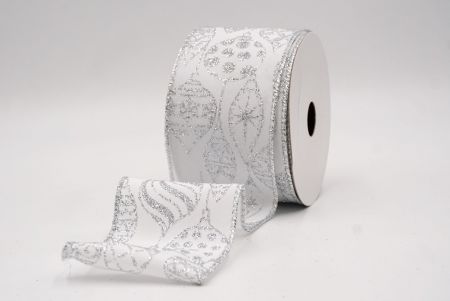 Ruban en fil câblé d'ornement de Noël pailleté blanc_KF9643G-1