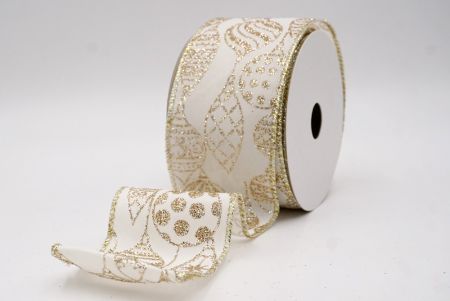 Ruban en fil câblé d'ornement de Noël pailleté crème_KF9643GV-2