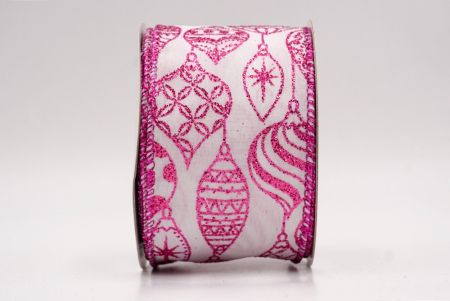 Ruban en fil câblé d'ornement de Noël pailleté blanc/rose_KF9644GF-1F