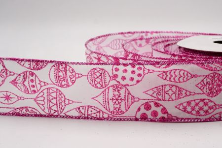 Ruban en fil câblé d'ornement de Noël pailleté blanc/rose_KF9644GF-1F