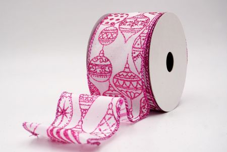 Ruban en fil câblé d'ornement de Noël pailleté blanc/rose_KF9644GF-1F