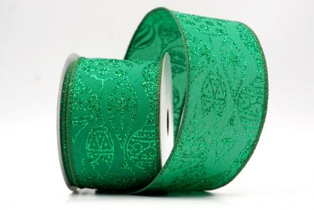 Ruban en fil câblé d'ornement de Noël pailleté vert_KF9645GC-3-127