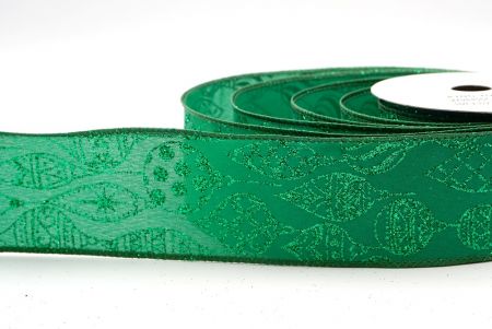 Ruban en fil câblé d'ornement de Noël pailleté vert_KF9645GC-3-127