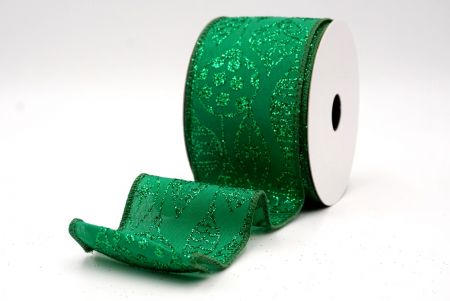 Ruban en fil câblé d'ornement de Noël pailleté vert_KF9645GC-3-127