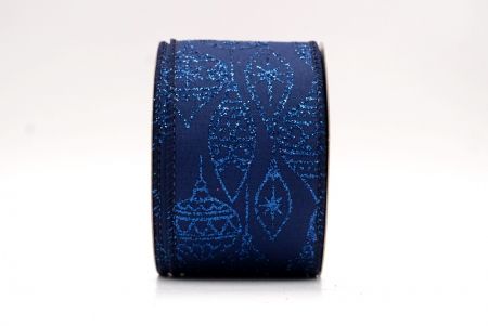 Ruban en fil câblé d'ornement de Noël pailleté bleu marine_KF9645GC-4-4