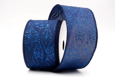 Ruban en fil câblé d'ornement de Noël pailleté bleu marine_KF9645GC-4-4