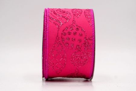 Ruban en fil de fer de Noël avec ornement pailleté rose vif KF9645GC-40-40