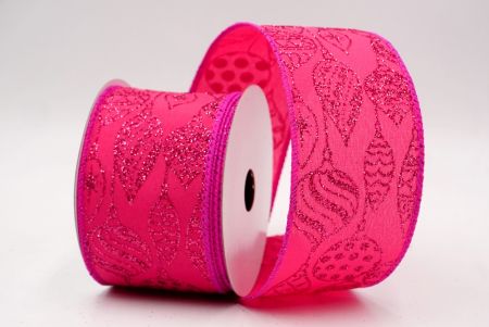 Ruban en fil de fer de Noël avec ornement pailleté rose vif KF9645GC-40-40