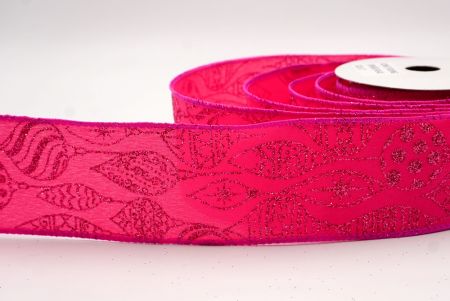 Ruban en fil de fer de Noël avec ornement pailleté rose vif KF9645GC-40-40