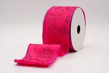 Ruban en fil de fer de Noël avec ornement pailleté rose vif KF9645GC-40-40
