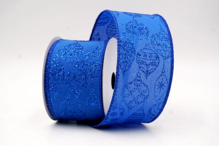 Ruban en fil de fer de Noël avec ornement pailleté bleu foncé KF9645GC-55-151