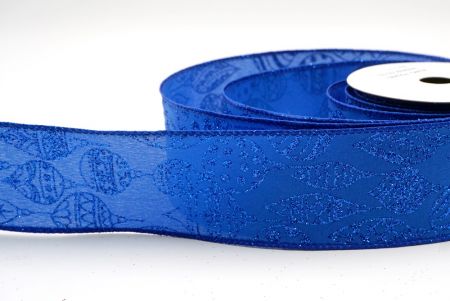 Ruban en fil de fer de Noël avec ornement pailleté bleu foncé KF9645GC-55-151