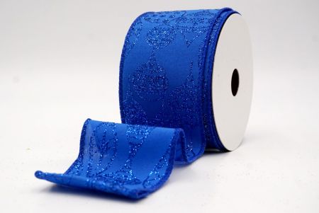 Ruban en fil de fer de Noël avec ornement pailleté bleu foncé KF9645GC-55-151