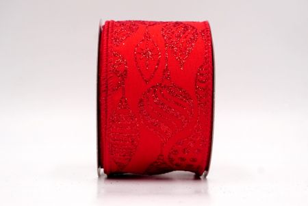 Ruban en fil câblé d'ornement de Noël pailleté rouge_KF9645GC-7-7
