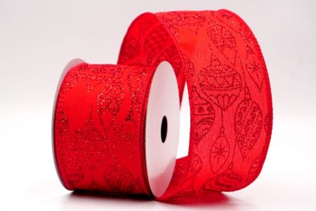 Ruban en fil câblé d'ornement de Noël pailleté rouge_KF9645GC-7-7