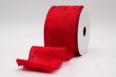 Ruban en fil câblé d'ornement de Noël pailleté rouge_KF9645GC-7-7