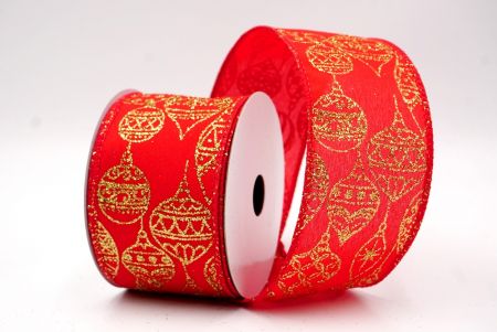 Ruban en fil de fer de Noël avec ornement pailleté rouge/or et KF9645GC-7G-7