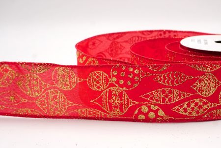 Ruban en fil de fer de Noël avec ornement pailleté rouge/or et KF9645GC-7G-7