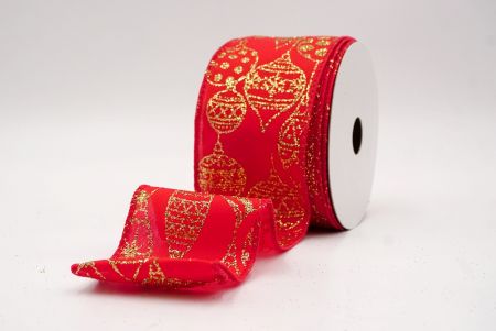 Ruban en fil de fer de Noël avec ornement pailleté rouge/or et KF9645GC-7G-7