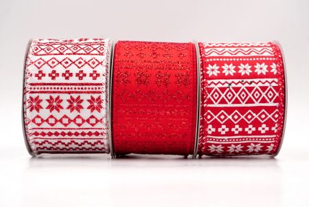Nordic Snowflake Pattern Wired Ribbon - Nordic Snowflake Pattern Wired Ribbon