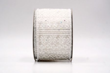 शियर व्हाइट_नॉर्डिक स्नोफ्लेक पैटर्न वायर्ड रिबन_KF9646GC-1-1