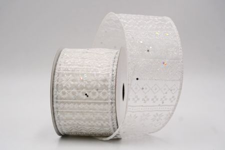 शियर व्हाइट_नॉर्डिक स्नोफ्लेक पैटर्न वायर्ड रिबन_KF9646GC-1-1