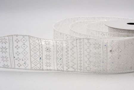 शियर व्हाइट_नॉर्डिक स्नोफ्लेक पैटर्न वायर्ड रिबन_KF9646GC-1-1