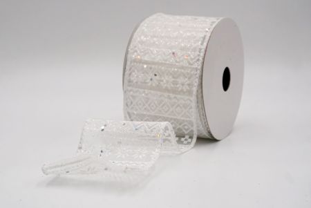 शियर व्हाइट_नॉर्डिक स्नोफ्लेक पैटर्न वायर्ड रिबन_KF9646GC-1-1