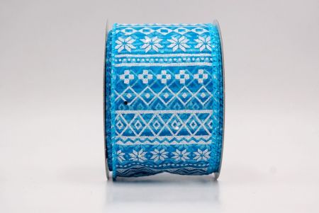 शियर ब्लू_नॉर्डिक स्नोफ्लेक पैटर्न वायर्ड रिबन_KF9646GC-12-213