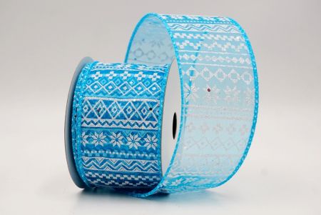 शियर ब्लू_नॉर्डिक स्नोफ्लेक पैटर्न वायर्ड रिबन_KF9646GC-12-213