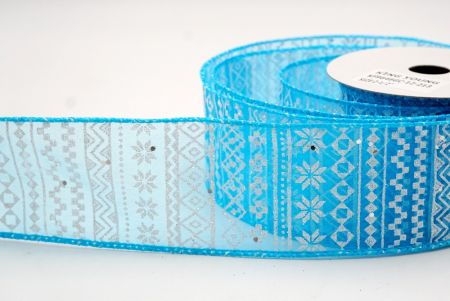 शियर ब्लू_नॉर्डिक स्नोफ्लेक पैटर्न वायर्ड रिबन_KF9646GC-12-213