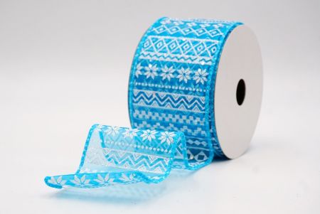 शियर ब्लू_नॉर्डिक स्नोफ्लेक पैटर्न वायर्ड रिबन_KF9646GC-12-213