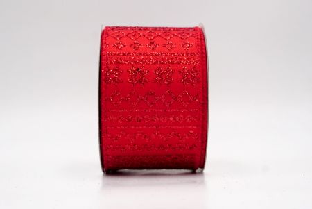 रेड_नॉर्डिक स्नोफ्लेक पैटर्न वायर्ड रिबन_KF9648GC-7-7