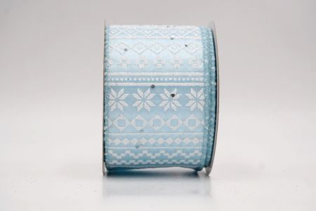 पाउडर ब्लू_नॉर्डिक स्नोफ्लेक पैटर्न वायर्ड रिबन_KF9649GC-12-12