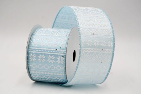 पाउडर ब्लू_नॉर्डिक स्नोफ्लेक पैटर्न वायर्ड रिबन_KF9649GC-12-12