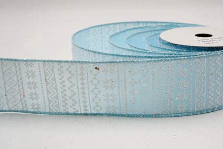 पाउडर ब्लू_नॉर्डिक स्नोफ्लेक पैटर्न वायर्ड रिबन_KF9649GC-12-12