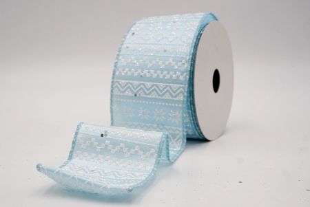 पाउडर ब्लू_नॉर्डिक स्नोफ्लेक पैटर्न वायर्ड रिबन_KF9649GC-12-12