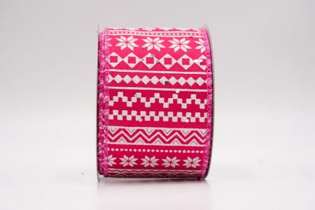 हॉट पिंक_नॉर्डिक स्नोफ्लेक पैटर्न वायर्ड रिबन_KF9649GC-40-218