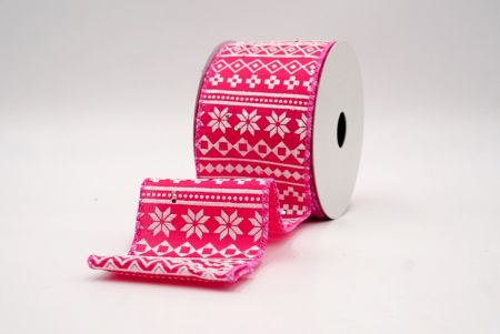 हॉट पिंक_नॉर्डिक स्नोफ्लेक पैटर्न वायर्ड रिबन_KF9649GC-40-218
