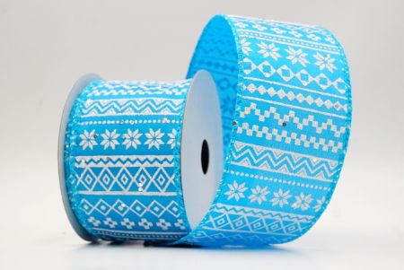 स्काई ब्लू_नॉर्डिक स्नोफ्लेक पैटर्न वायर्ड रिबन_KF9649GC-55-213