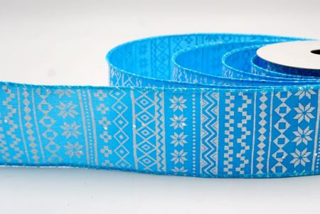 स्काई ब्लू_नॉर्डिक स्नोफ्लेक पैटर्न वायर्ड रिबन_KF9649GC-55-213