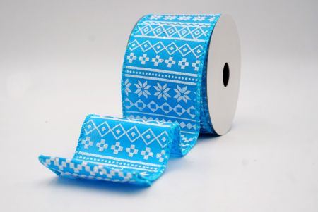 स्काई ब्लू_नॉर्डिक स्नोफ्लेक पैटर्न वायर्ड रिबन_KF9649GC-55-213