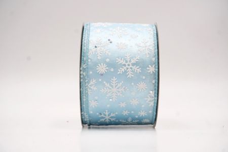Light Blue Sparkling Christmas Snowflake Wired Ribbon_KF9650GC-12-12