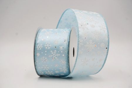 Light Blue Sparkling Christmas Snowflake Wired Ribbon_KF9650GC-12-12