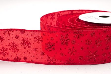 Red Sparkling Christmas Snowflake Wired Ribbon_KF9651GC-7-7